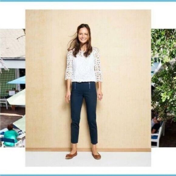 J. McLaughlin Weston Solid 2 Zip Front Textured Trouser Pant in Dark Navy size 4 - Picture 2 of 13